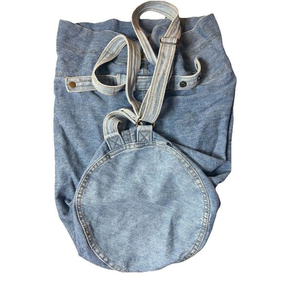 New York Line Vintage 90s Shoulder Bag Denim Backpack Hobo Blue Jeans - Picture 6 of 6